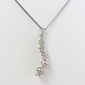 18 K White Gold Necklace with 7 Brilliant Round .73 Ct Diamonds