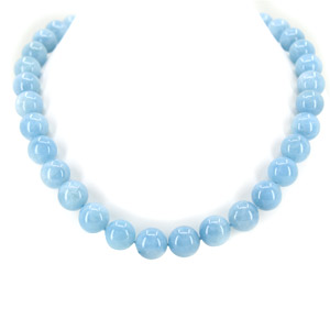 Natural Blue Aquamarine Necklace 12 mm 17 Inches Length