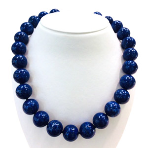 Natural Blue Lapis Lazuli Necklace 16 mm 17 Inches Length