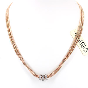 Fancy Italian Necklace In Rose Gold with White Sapphires