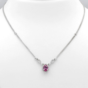 Oval Pink Tourmaline Necklace