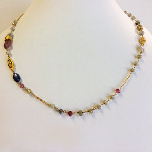 Precious and Semi-Precious Necklace, Adjustable 17-19 inches