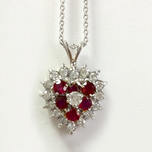 Ruby diamond heart necklace