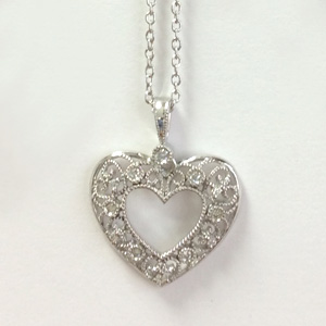 Silver diamond heart necklace