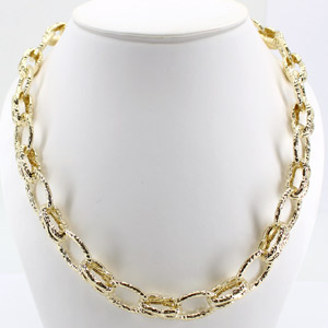 Silver Hammered Oval Necklace Yellow Gold Vermeil