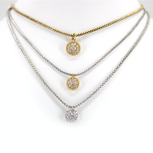 Three Italian Vermeil Necklaces with White Sapphires