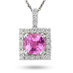 2 Ct Pink Tourmaline Diamond Necklace