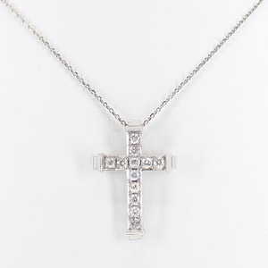 Diamond Cross with 12 Round Diamonds in White Gold