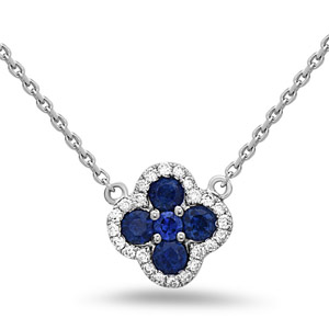 White Gold Adjustable Necklace with Diamonds and Sapphires