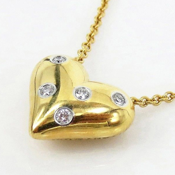 Authentic Tiffany Vintage 18K Yellow Gold Heart | Round Diamonds