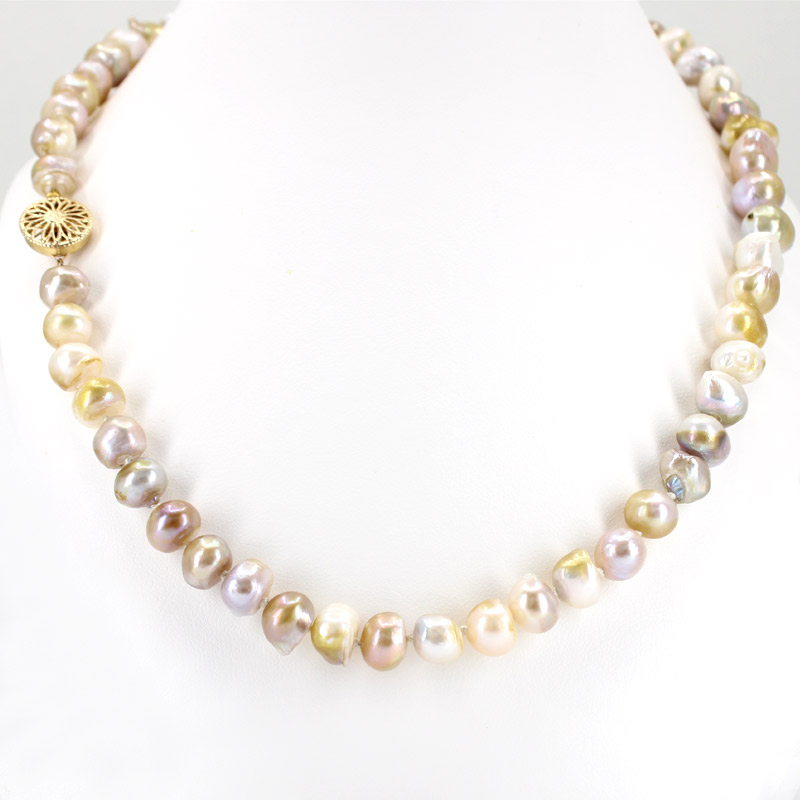Wholesale Natural 8-9mm Multi-Color Baroque Freshwater Pearl Necklace – AA Grade, 16in