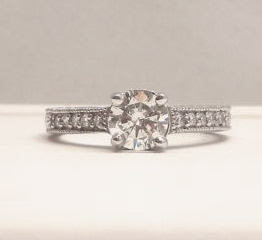 Diamond Engagement Ring .91 Carat Round Center 1.06 Ct. tw White Gold