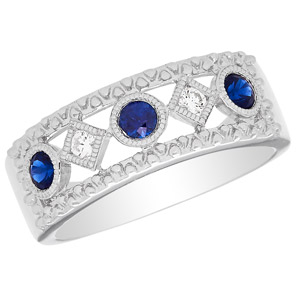 White Gold Novelle Collection Ring set with .39 Sapphires and .09 Diamonds
