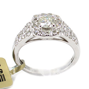Diamond Ring with 1.23 CTTW .40 CT Center Diamond in 14K White Gold