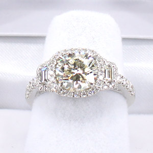 Platinum Wedding Ring 1.67 Carat Center Round Certified EGL J SI 2 plus .75 Diamonds