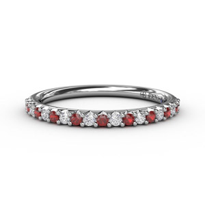 Ruby and Diamond Anniversary Band White Gold