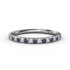 Sapphire and Diamond Anniversary Band White Gold