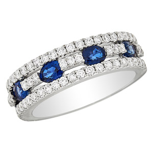 Diamond Sapphire Ring in 14K White Gold WDB-4851 B