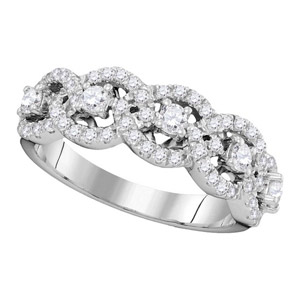 14 K White Gold Ring set with 1 Carat Total Weight of Diamonds