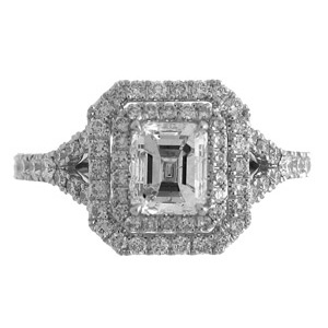 Diamond Engagement Ring 14K White Gold 1 Carat Emerald Diamond .84 Rounds