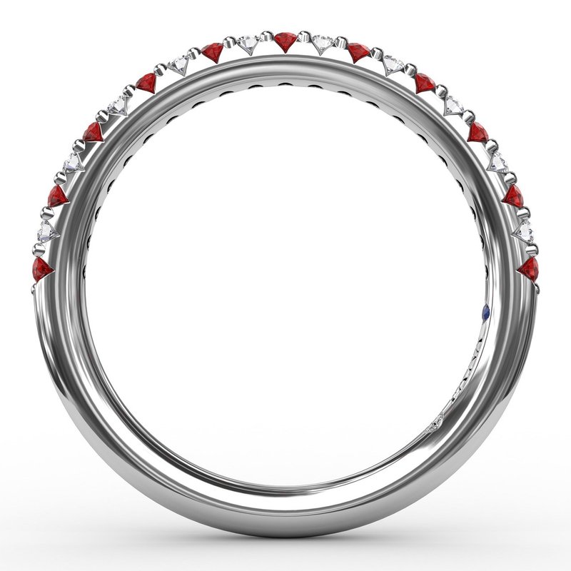 Ruby and Diamond Anniversary Band W6201R White Gold