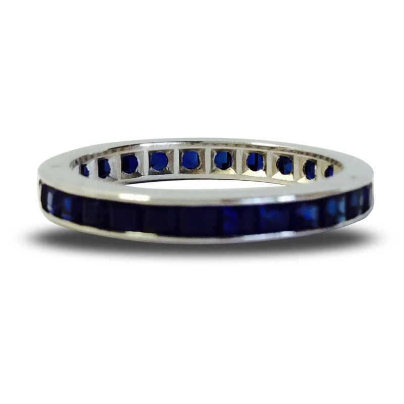 Genuine Sapphire Eternity Ring in 14K White Gold