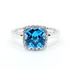 2.62 Carats Cushion shaped blue topaz ring