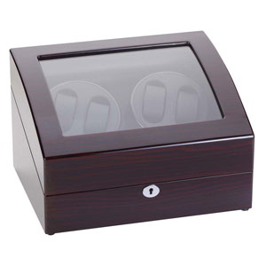 Diplomat 4 Watch Winder Ebony Finish Leatherette Interior Storage For 4 Watches