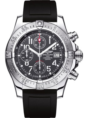Breitling Avenger Watch A13380 Chronograph with Silver Platinum Dial