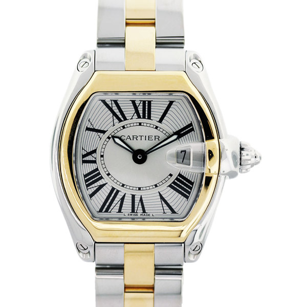 Cartier Ladies Watch Gold Steel Roadster with Silver Dial W62026Y4