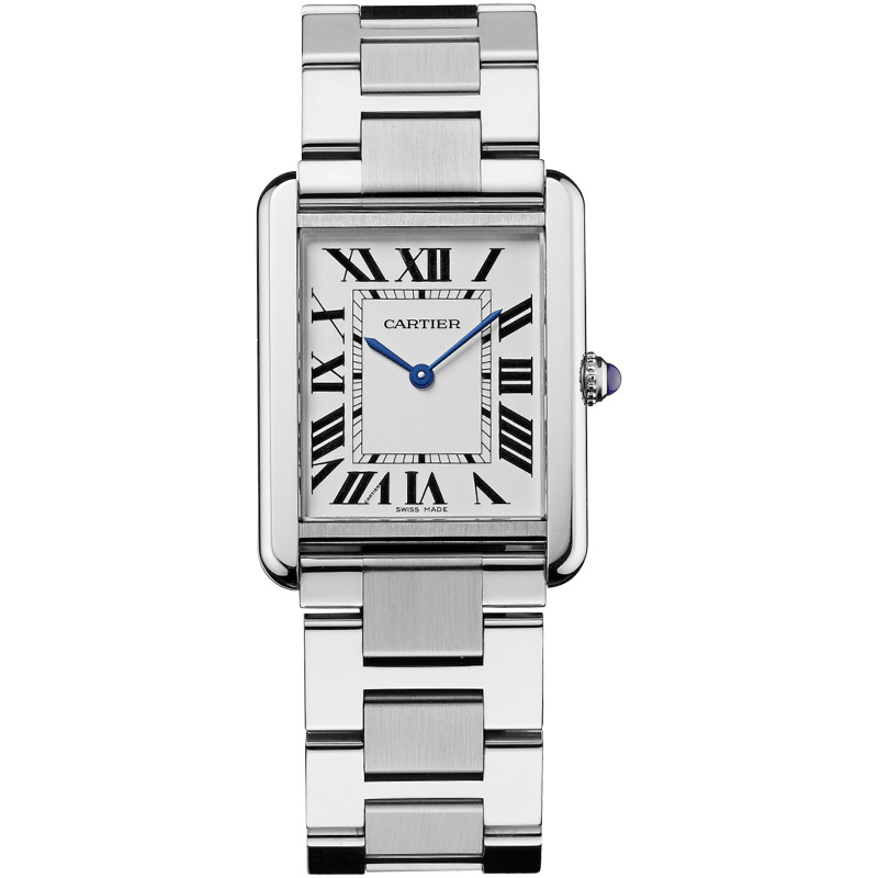 cartier tank watch blue hands