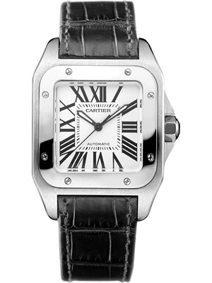 Cartier Santos 100 Automatic Opaline Silver Dial