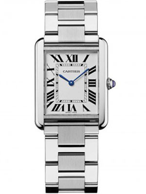 Cartier Quartz Watch Tank Solo Large W5200014 Roman Numerals Blue Hands