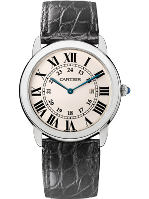 Cartier Ronde Solo Round Silver Opaline Dial, Roman Numerals