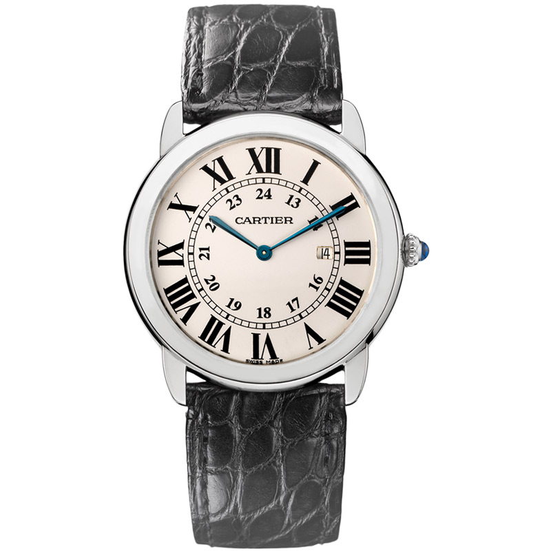 Cartier Tank Ronde Solo with Roman Numerals & Blue Hands