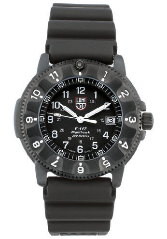 Luminox Watches: F-117 Night Hawk 3400 Series. Steel Case, Black 