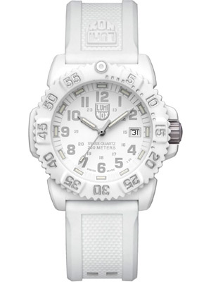 Ladies Luminox Watch with White Dial and Rubber Band