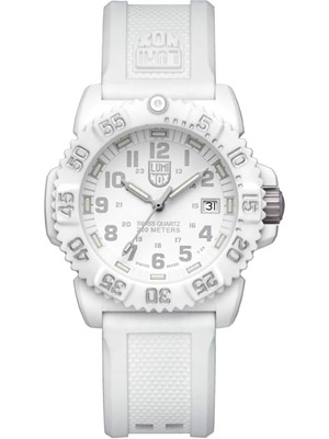 Ladies Luminox Watch with White Dial and Rubber Band