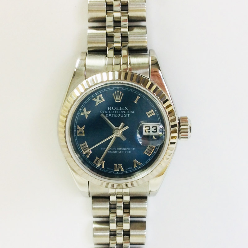 rolex blue face roman numerals
