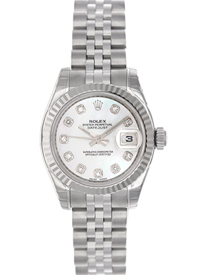 Rolex Ladies Datejust Silver Diamond Dial 79174