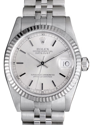 Rolex Ladies Junior 31mm 18k White Gold Steel