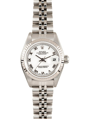 Rolex Ladies Datejust with 18K White Gold Bezel & Steel Jubilee Band