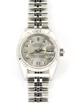 Lady Datejust 26 mm Silver Diamond Dial