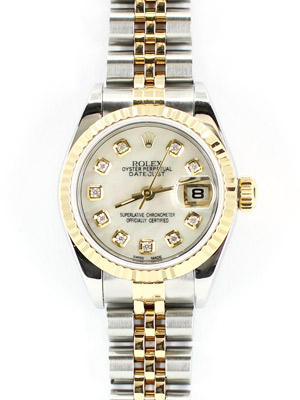 Women's Oyster Perpetual Datejust Watch Mother of Pearl Diamond Dial