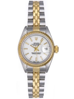 Rolex Watch Lady Datejust 18k Gold White Index Dial 79173