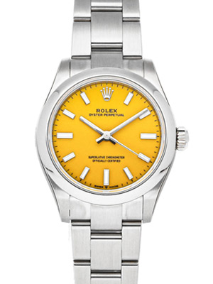 Rolex Oyster Perpetual 34 mm Yellow Dial