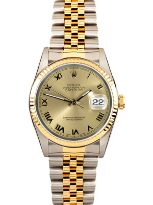 Rolex Ladies Datejust Junior with 18K Gold Steel Band and Roman Numerals