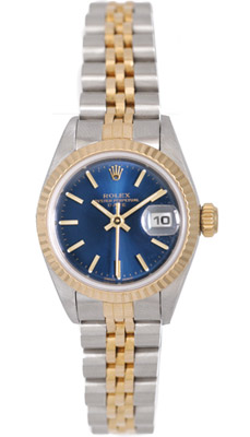 Rolex Watch Lady Datejust 18k Gold with Blue Index Dial 79173