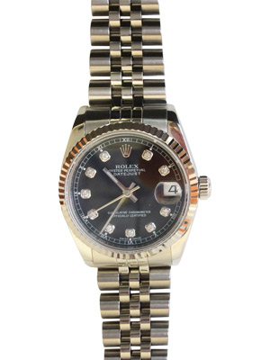 Rolex Lady Datejust 78274 Junior Size With Black Diamond Dial