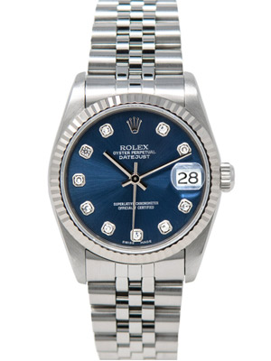 Rolex Ladies Watch Blue Dial with Diamonds